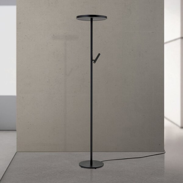 ORION Teide LED podna lampa, crna, metalna, lampa za čitanje, prigušivač, prigušiva, Crno, Dnevni boravak/blagovaonica, Aluminij