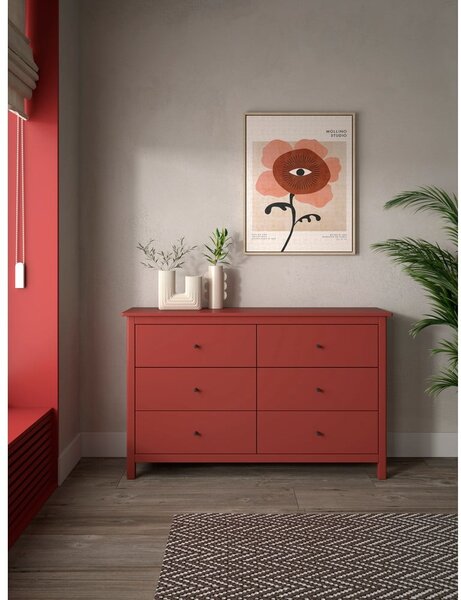 Crvena niska komoda od borovine 130x80 cm Misti - Marckeric