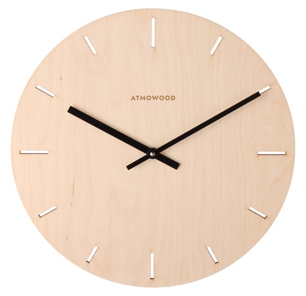 ATMOWOOD sat s indeksnim brojčanikom breza 34 cm - crne kazaljke