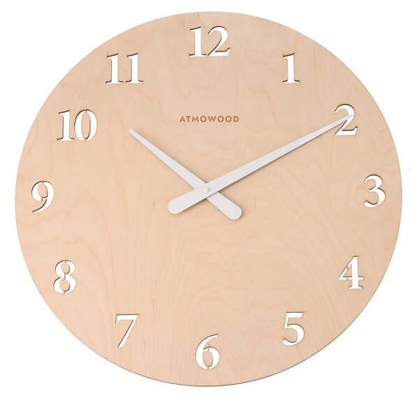 ATMOWOOD sat s numeričkim brojčanikom breza 50 cm - bijele kazaljke