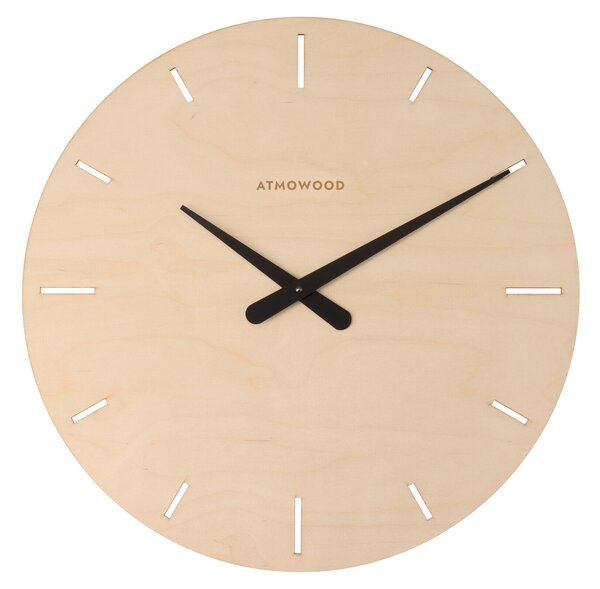 ATMOWOOD sat s indeksnim brojčanikom breza 50 cm - crne kazaljke