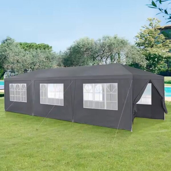 Vrtni šator / Paviljon 3 x 9 m – Idealno za zabave i vrtne događaje Siva