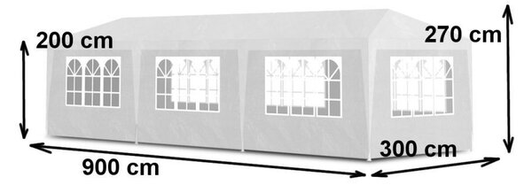 Vrtni šator / Paviljon 3 x 9 m – Idealno za zabave i vrtne događaje Siva