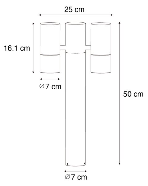 Stojeća vanjska svjetiljka crna 50 cm 2 svjetla podesiva - Duo
