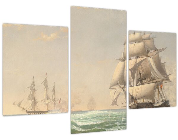 Slika - Fitz Henry Lane, The United States Frigate President Engaging the British Squadron, reprodukcije (90x60 cm)
