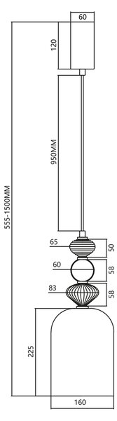 ARTE 12W LED viseća lampa, prom. 16 cm mesing