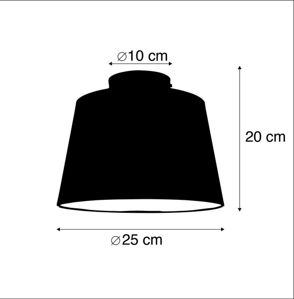 Stropna svjetiljka s pamučnim sjenilom crna sa zlatom 25 cm - Combi Black