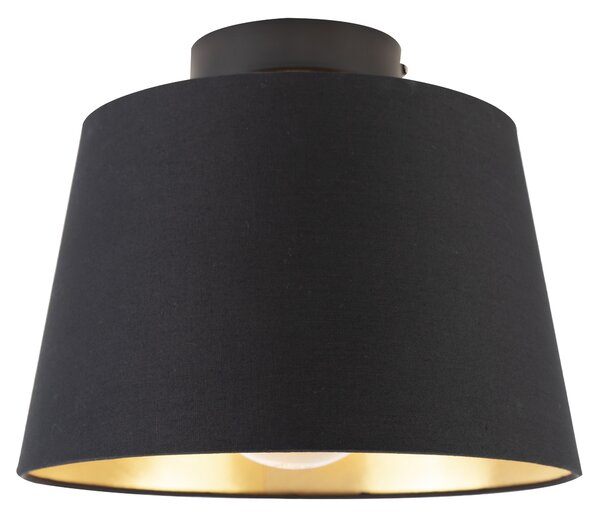 Stropna svjetiljka s pamučnom sjenilom crna sa zlatnom 25 cm - kombinirana crna