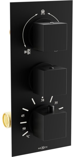 Mexen Cube termostatska slavina za kadu i tuš, 3-izlazna, crna - 77503-70