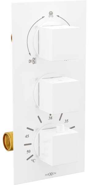 Mexen Cube termostatska slavina za kadu i tuš, trostruki izlaz, bijela - 77503-20