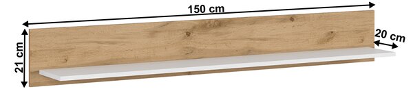 Polica 150 cm Vilgi 150 (bijela + hrast wotan)