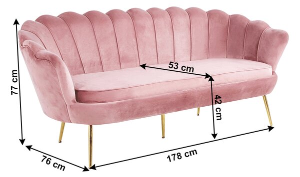Sofa Nico (ružičasta + zlatna)