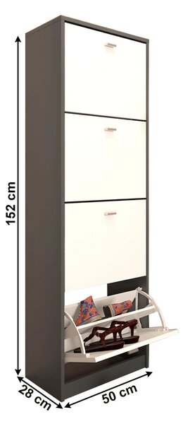 Zondo.hr Ormarić za obuću Verity Typ 3 (grafit + bijela). 1065202