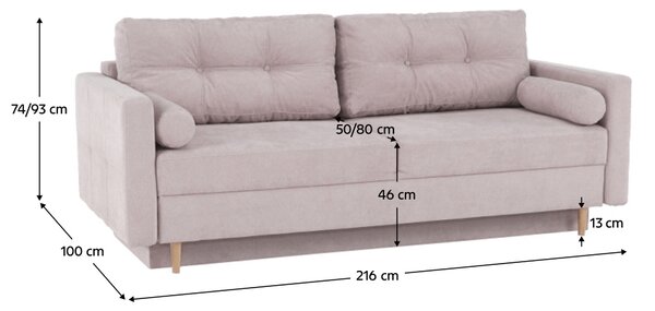 Sofa dvojsed Aria (staroružičasta)