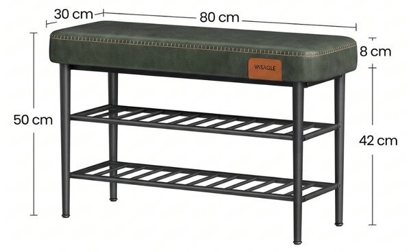 Klupe s ormarićem za cipele EKHO 80x30 cm, zelena