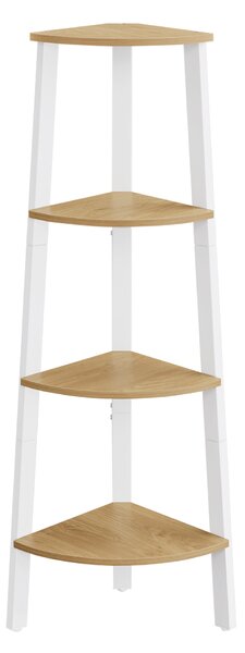 Kutni regal SHELVIO s 4 police, hrast/bijelo