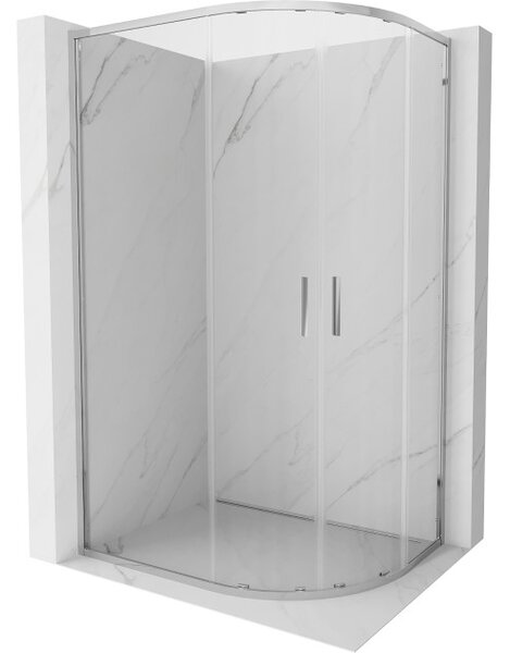 Mexen Exo asimetrična polukružna klizna tuš kabina 90 x 80 cm, prozirna, krom - 8132-090-080-01-00