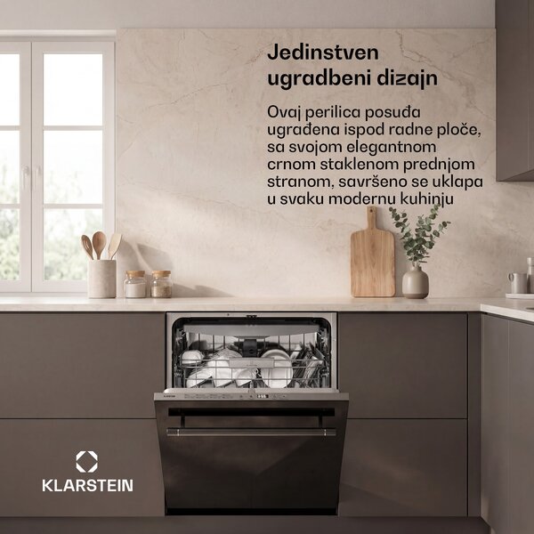 Klarstein Luxara ugradbena perilica posuđa | 8 programa | Aqua-Stop tehnologija | 1900 W | 60 cm