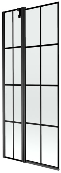 Mexen Flip dvokrilni paravan za kadu 80 x 150 cm, crna rešetka, crni - 894-080-101-70-77