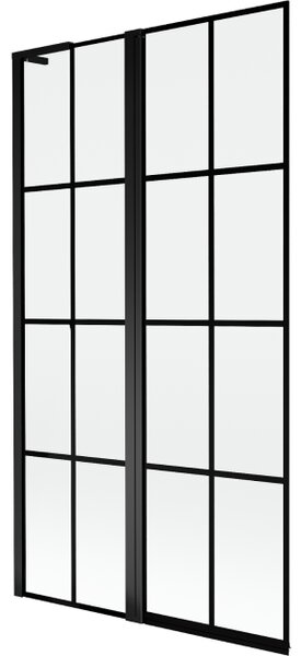 Mexen Mist L lijevi dvokrilni paravan za kadu 100 x 150 cm, crna mreža, crna - 8A9L-100-011-70-77-L
