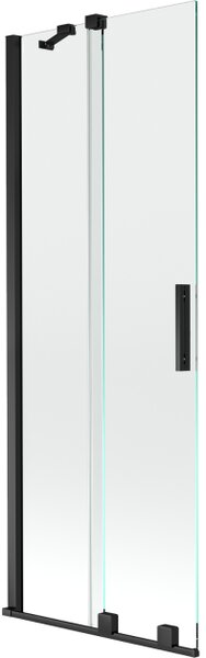 Mexen Velar klizni paravan za kadu s dva krila 75 x 150 cm, prozirni, crni - 896-075-000-01-70