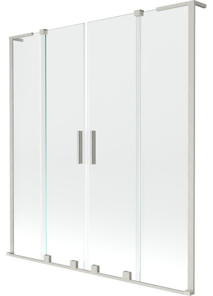 Mexen Velar L Duo paravan za kadu, 2-krilni, klizni, 150 x 150 cm, proziran, brušeni nikal - 896-150-003-02-97