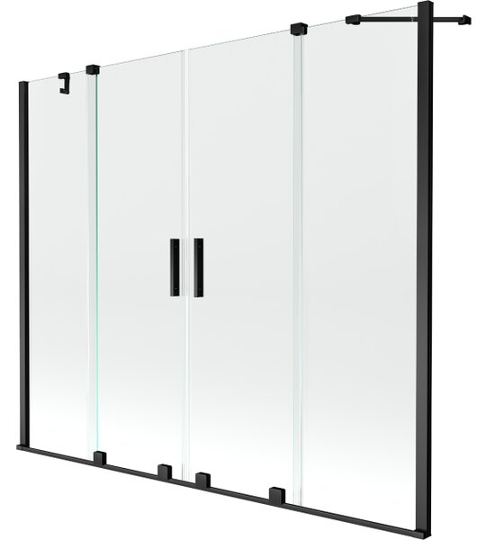 Mexen Velar Duo paravan za kadu 2-krilni klizni 170 x 150 cm, proziran, crni - 896-170-000-02-70