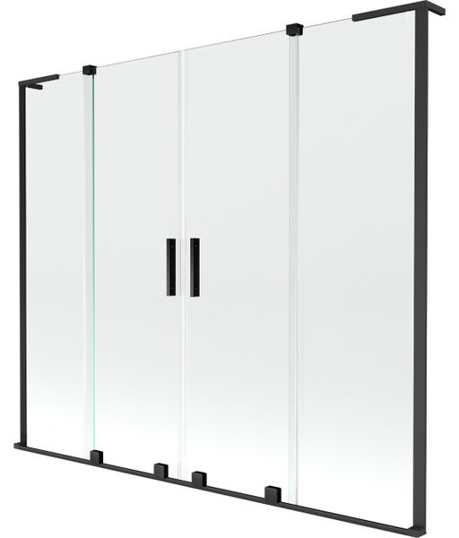 Mexen Velar L Duo paravan za kadu s dva klizna krila 170 x 150 cm, proziran, crni - 896-170-003-02-70