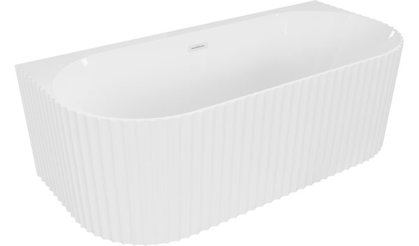 Mexen Sella samostojeća uz zid rebrasta kada 150 x 75 cm, bijeli sjaj, bijeli preljev - 52711507500-20