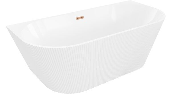 Mexen Oris samostojeća nabrana kada uz zid 150 x 75 cm, bijela, prelivna četkana bakar - 52871507500-65