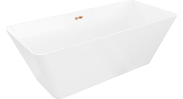 Mexen Velo Slim samostojeća kada 170 x 75 cm, bijela, preljev od brušene bakrene - 52811707500-65