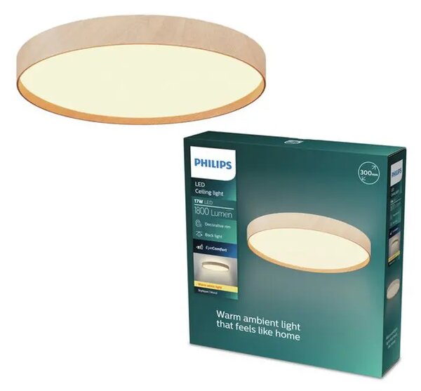 STYLIQUE PHILIPS LED stropna svjetiljka okrugla 17W 27K drvo 8721103173249