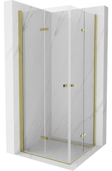 Mexen Lima Duo sklopiva tuš kabina 90 x 90 cm, prozirna, zlatna - 856-090-090-50-00-02