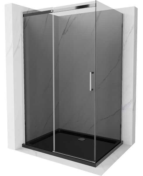 Mexen Omega klizna tuš kabina klizna vrata 100 x 80 cm, grafit, krom + plitica Flat, crna - 825-100-080-01-40-4070