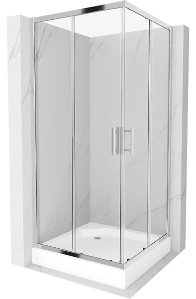 Mexen Rio kvadratna tuš kabina 90 x 90 cm, prozirna, krom + tuš kada, bijela - 860-090-090-01-00-4510