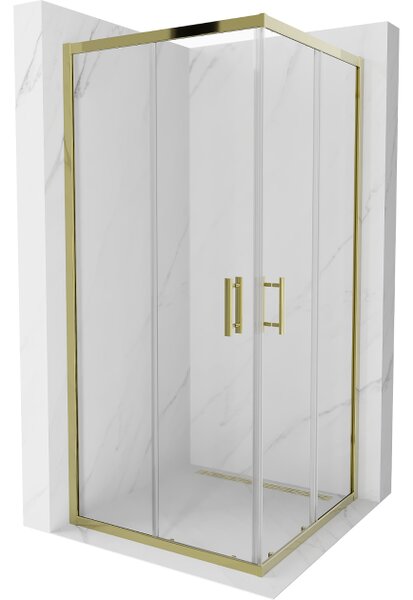 Mexen Rio kvadratna tuš kabina 90 x 90 cm, prozirna, zlatna - 860-090-090-50-00