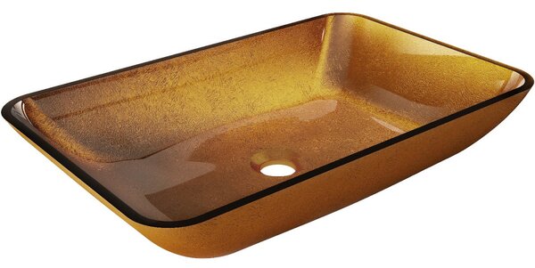 Mexen Megan stakleni umivaonik za postavljanje na pult 56 x 36 cm, zlatni - 24135650