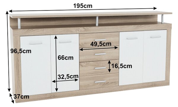 Komoda Jachim Julos New hrast sonoma + bijela