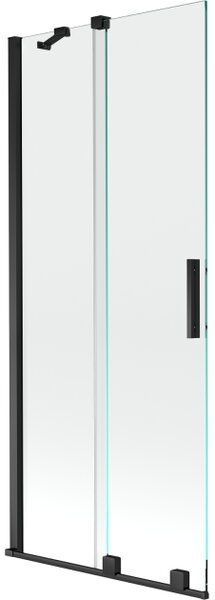 Mexen Velar klizni paravan za kadu s 2 krila, prozirni, crni, 85 x 150 cm - 896-085-000-01-70