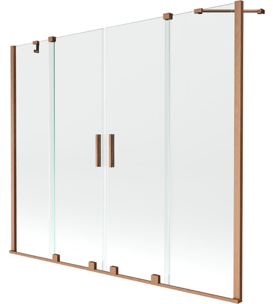 Mexen Velar Duo paravan za kadu, klizni s dva krila 200 x 150 cm, prozirni, brušena bakar - 896-200-000-02-65