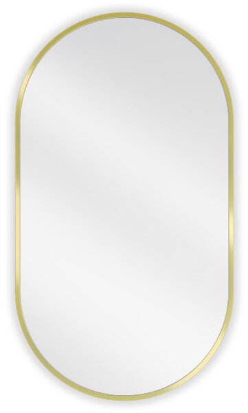 Mexen Loft ovalno kupaonsko ogledalo 80 x 45 cm, zlatni okvir - 9851-080-045-000-50