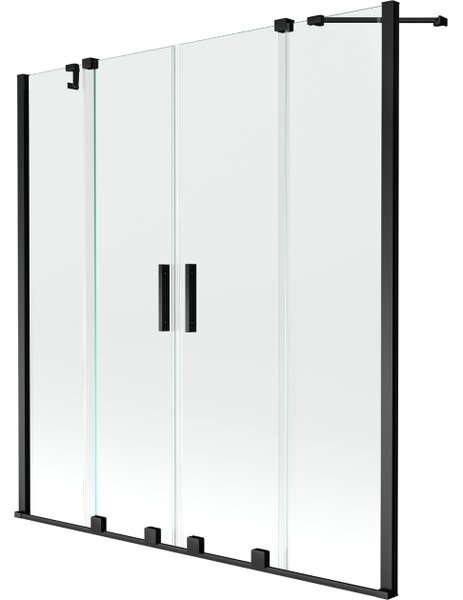 Mexen Velar Duo klizni paravan za kadu s 2 krila 140 x 150 cm, proziran, crni - 896-140-000-02-70