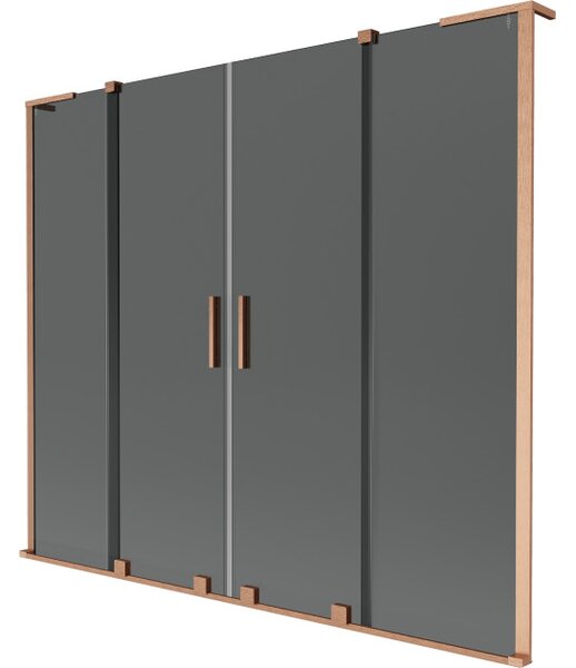 Mexen Velar L Duo paravan za kadu, klizna vrata s 2 krila 180 x 150 cm, grafit, brušeni bakar - 896-180-003-42-65