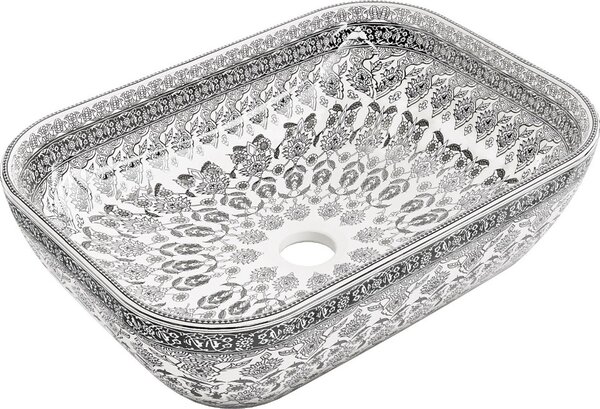 Mexen Rita umivaonik na pultu 45 x 32 cm, bijeli/crni uzorak - 21084586