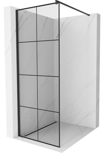 Mexen Kioto zid za tuš Walk-in 80 x 200 cm, crna rešetka 8 mm, crna - 800-080-101-70-77