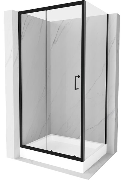 Mexen Apia klizna tuš kabina 100 x 80 cm, prozirna, crna + tuš kada Rio - 840-100-080-70-00-4510