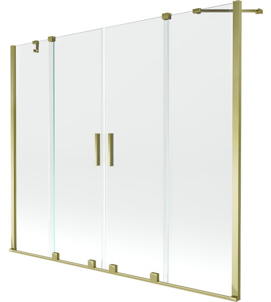 Mexen Velar Duo paravan za kadu s dva krila, klizni 180 x 150 cm, proziran, zlatni - 896-180-000-02-50
