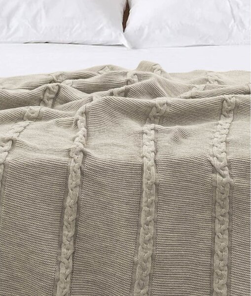 Bež pamučni prekrivač za krevet za jednu osobu 150x200 cm Trenza - Oyo Concept