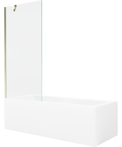 Mexen Cubik pravokutna kada 160 x 70 cm s oblogom i jednom krilnom pregradom 80 cm, prozirna, zlatna - 550316070X9508000050