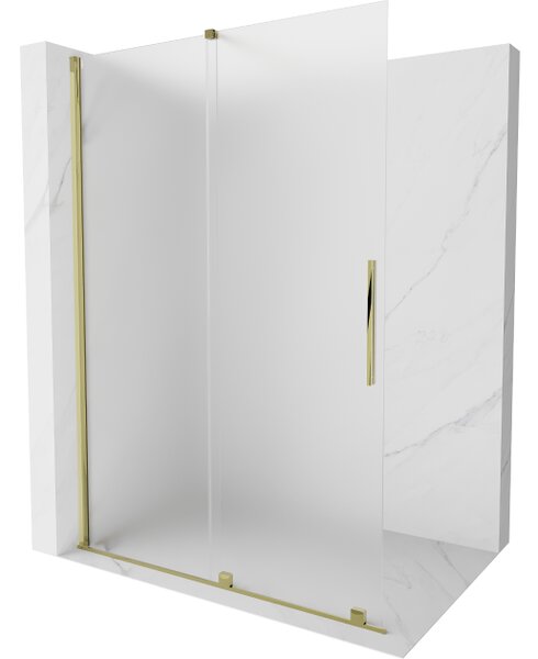 Mexen Velar Klizna tuš-stijena Walk-in 130 x 200 cm, mraz 8 mm, zlatna - 871-130-000-33-50